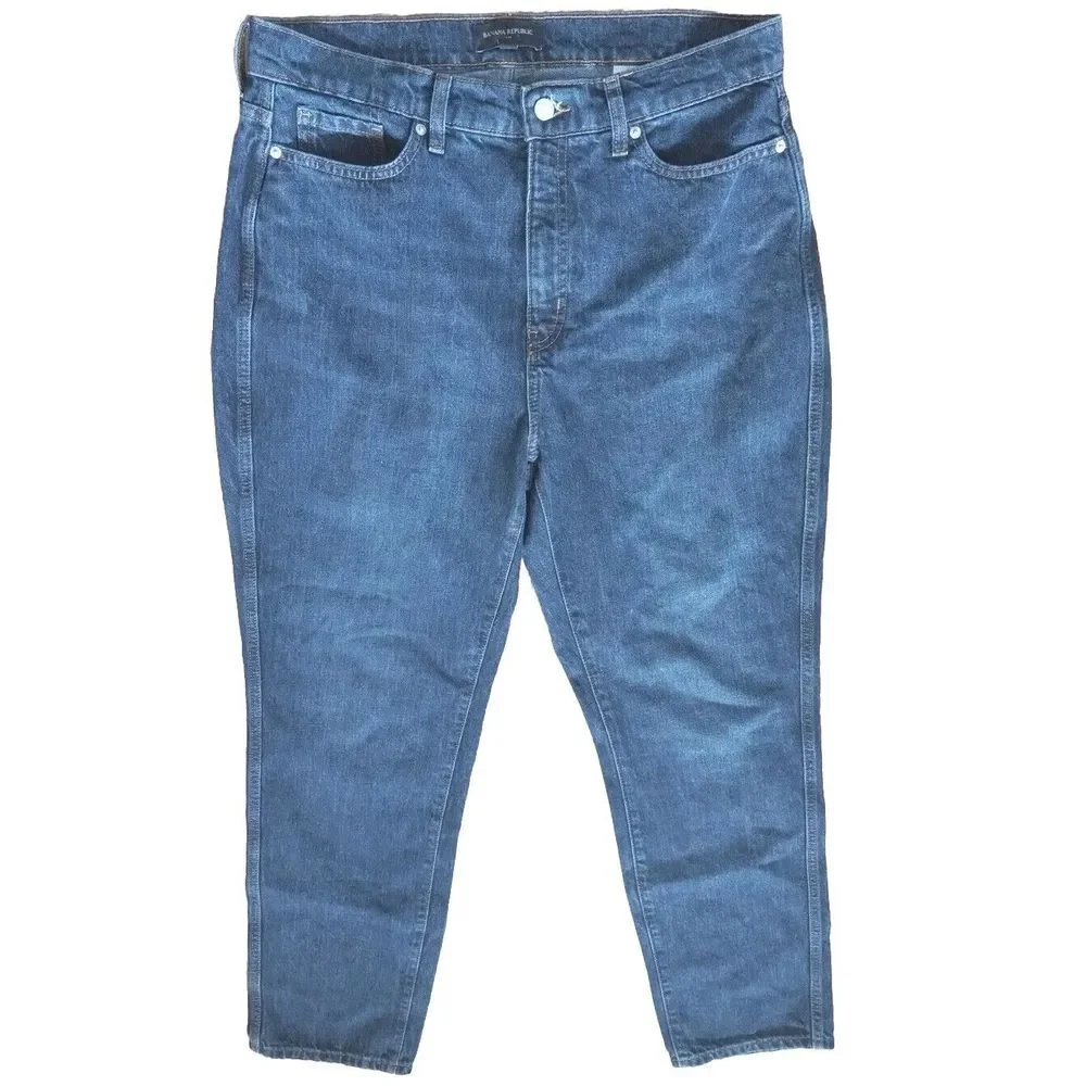 Banana Republic Navy Blue Jeans Mens 36X40‎ Inseam 29 Tapered Fit Athleisure